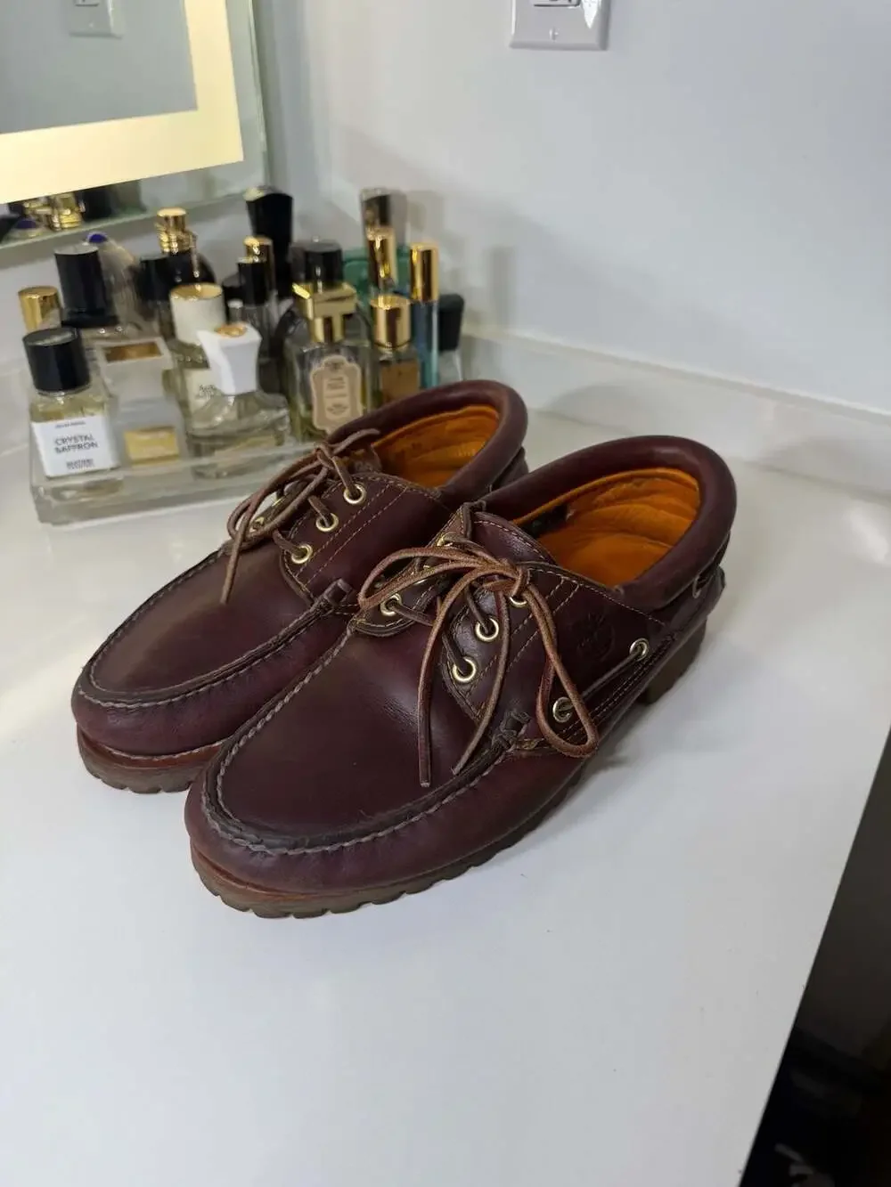 Timberland Classic 3-Eye Lug Handsewn Boat Shoe in Burgundy Leather